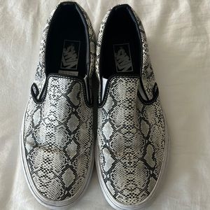 VANS Snake Print Faux Leather Slip Ons